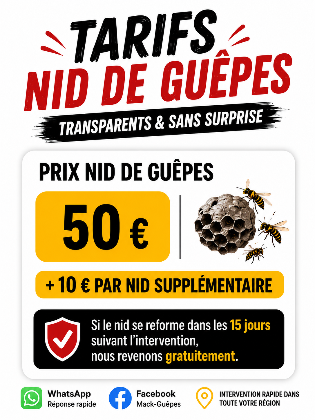 Tarifs Nid de Guêpes